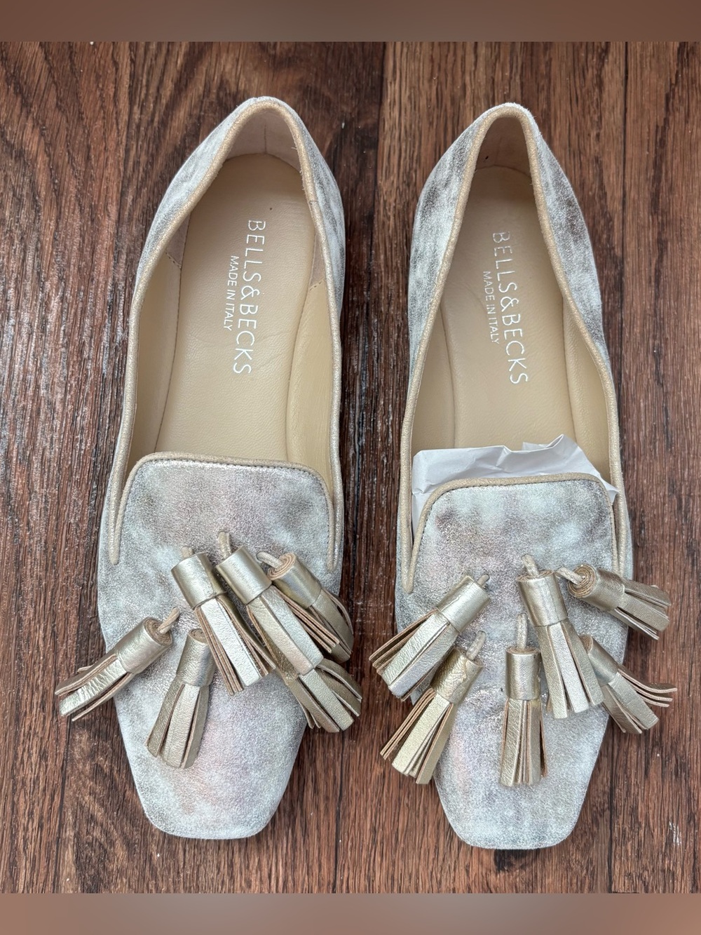 Bells & Becks Olivia Italian Handmade Leather Tassel Flat Loafer Sz. 37/US 6.5-7